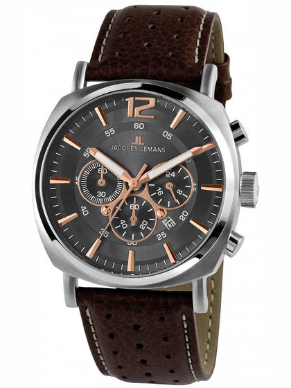 Jacques Lemans 1-1645H Lugano Chronograph Mens 46mm 10ATM