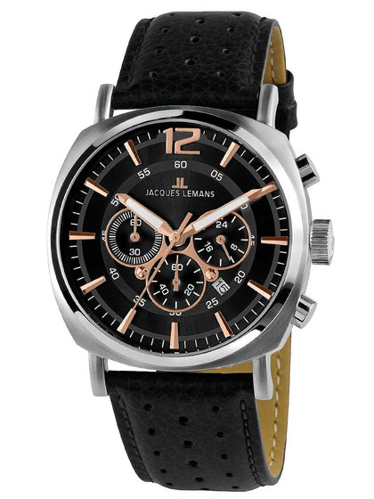 Jacques Lemans 1-1645J Lugano Chronograph Mens 46mm 10ATM