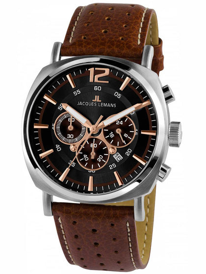 Jacques Lemans 1-1645K Lugano Chronograph Mens 46mm 10ATM