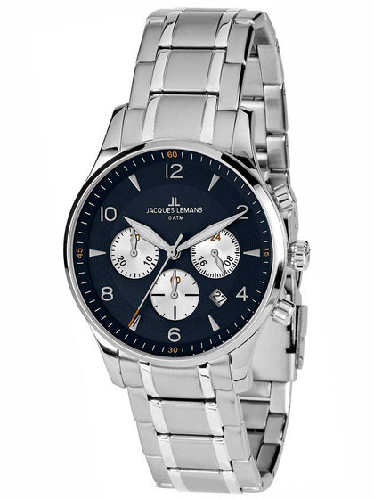 Jacques Lemans 1-1654K London Chronograph Mens 40mm 10ATM