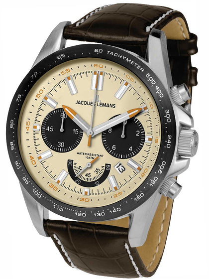 Jacques Lemans Liverpool 1-1756B Chronograph Mens 48mm 10ATM