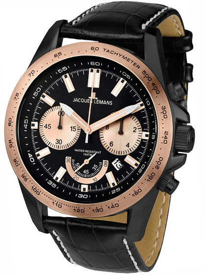 Jacques Lemans Liverpool 1-1756F Chronograph Mens 48mm 10ATM