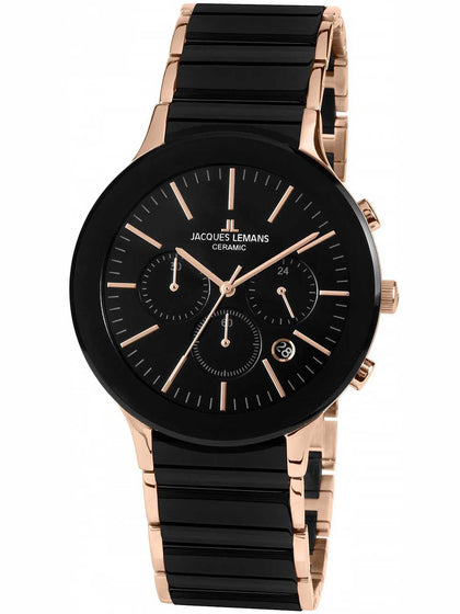 Jacques Lemans Dublin 1-1854C ceramic Chrono Mens 42mm 5ATM