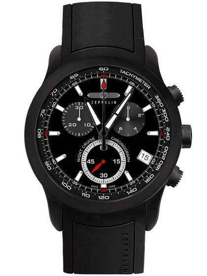 Zeppelin Night Cruise 7290-2 Mens Watch Black Chrono 43mm 10ATM