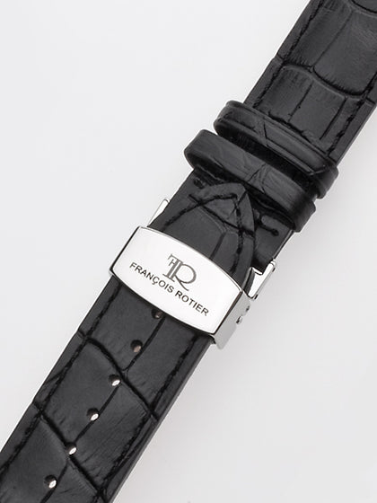 Exclusive leather belt 24 x 190 mm black silver clasp