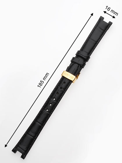 Juwelis replacement band JW-0602 16 x 185 mm black and gold folding clasp