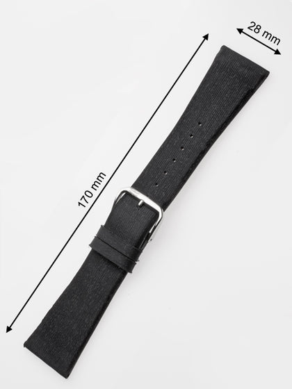 Perigaum textile leather belt 28 x 170 mm black silver buckle