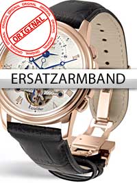 Perigaum replacement strap black 24 mm with folding clasp rosé