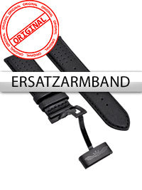 Perigaum Watchband Leather P-1001 black without buckle 24 mm