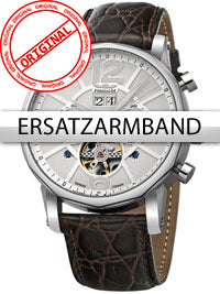 Perigaum Watchband Leather P-1111 brown silver clasp 24 mm
