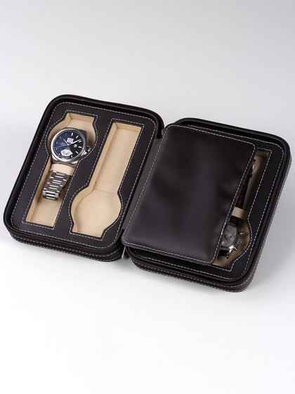 Rothschild watch case RS-1150-4DBR brown for 4 watches