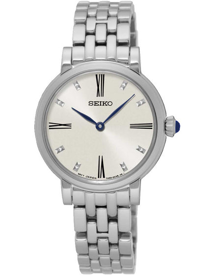 Seiko SFQ817P1 Ladies Modern Watch Silver 25mm 50M