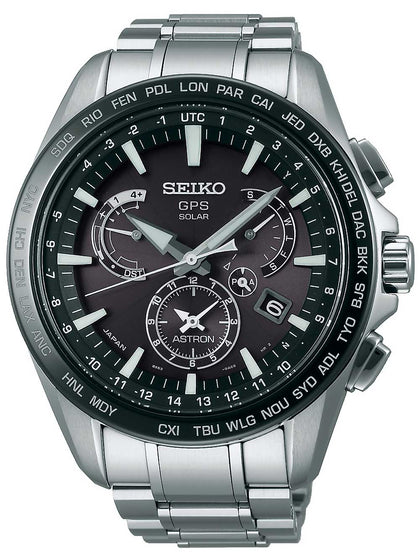 Seiko Astron GPS Solar SSE077J1 Dual Time stainless steel 45mm 10ATM