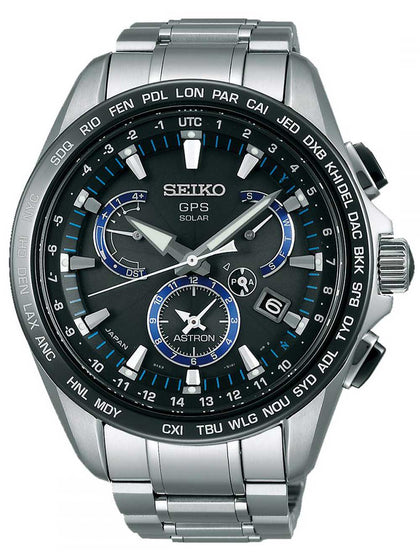 Seiko Astron GPS Solar SSE101J1 Dual Time Titanium Ceramic 46mm 10ATM