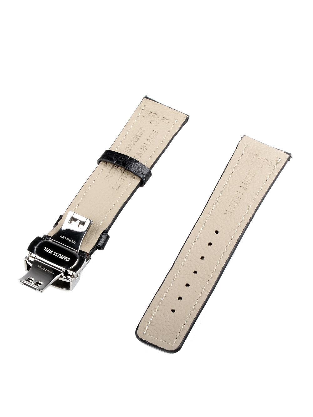 Watch Band [22 mm] black m. silver folding clasp Ref. 22956
