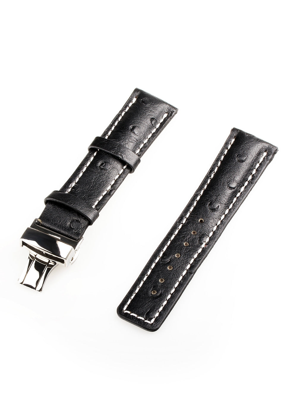 Watch Band [22 mm] black m. silver folding clasp Ref. 22956