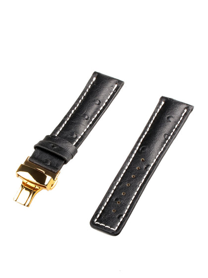 Watch Band [22 mm] black m. gold folding clasp Ref. 22957