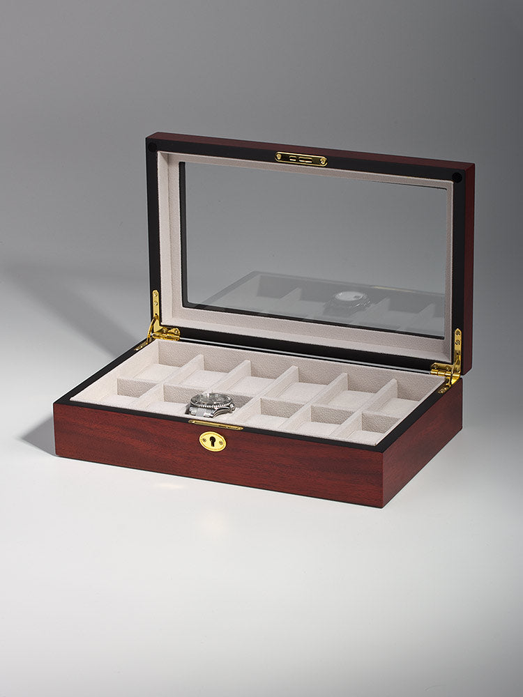 Rothschild watch box RS-1087-12C for 12 watches cherry