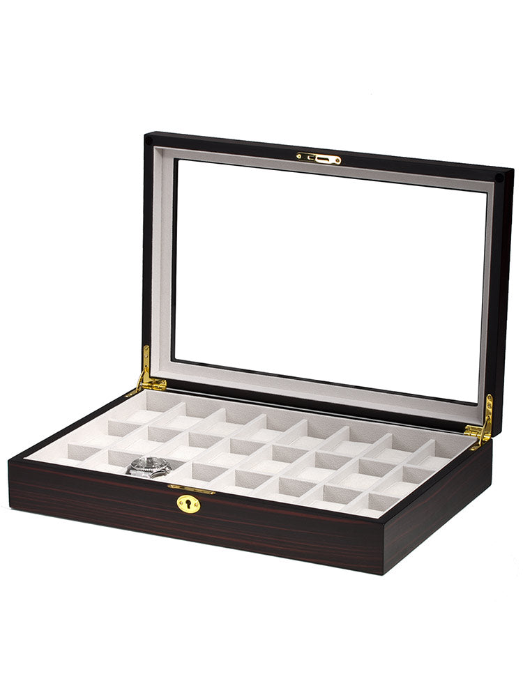 Rothschild watch box RS-1087-24E for 24 watches ebony