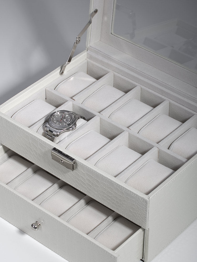 Rothschild Watch box RS-1683-20W for 20 watches white