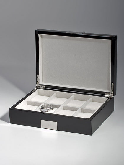 Rothschild watch box RS-2022-8BL for 8 watches black