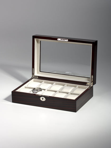 Rothschild watch box RS-2062-10EB for 10 watches ebony